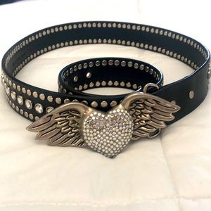 Swaroski Heart on Wings Studded Belt• up to 45”